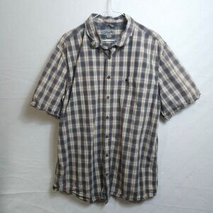 Carhartt Plaid Shirt Mens XL Tall Relaxed Fit Short Sleeve Grey Gorpcore XLT